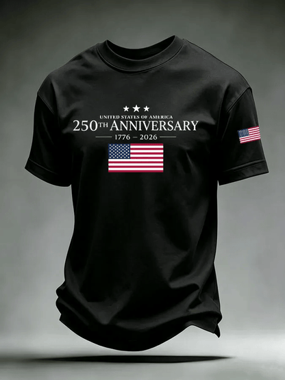 Men's USA 1776-2026 Freedom Printed Casual T-shirt