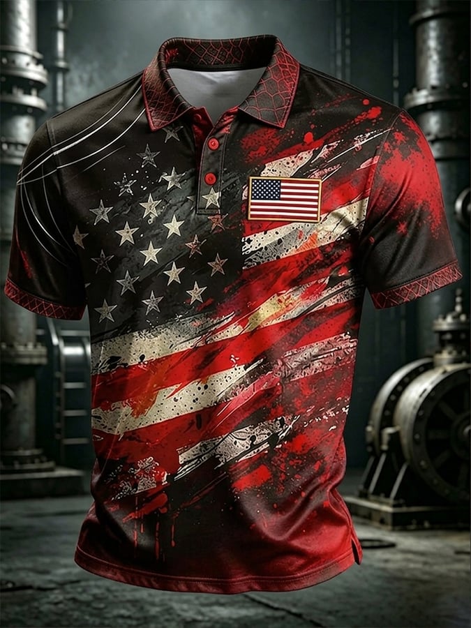 Men's250th Anniversary Print Casual Polo Shirt