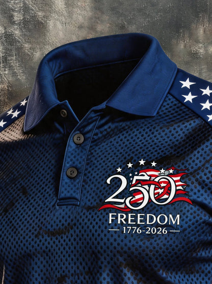 Men's Retro "Patriot" Color-Block Short-Sleeve Polo Shirt