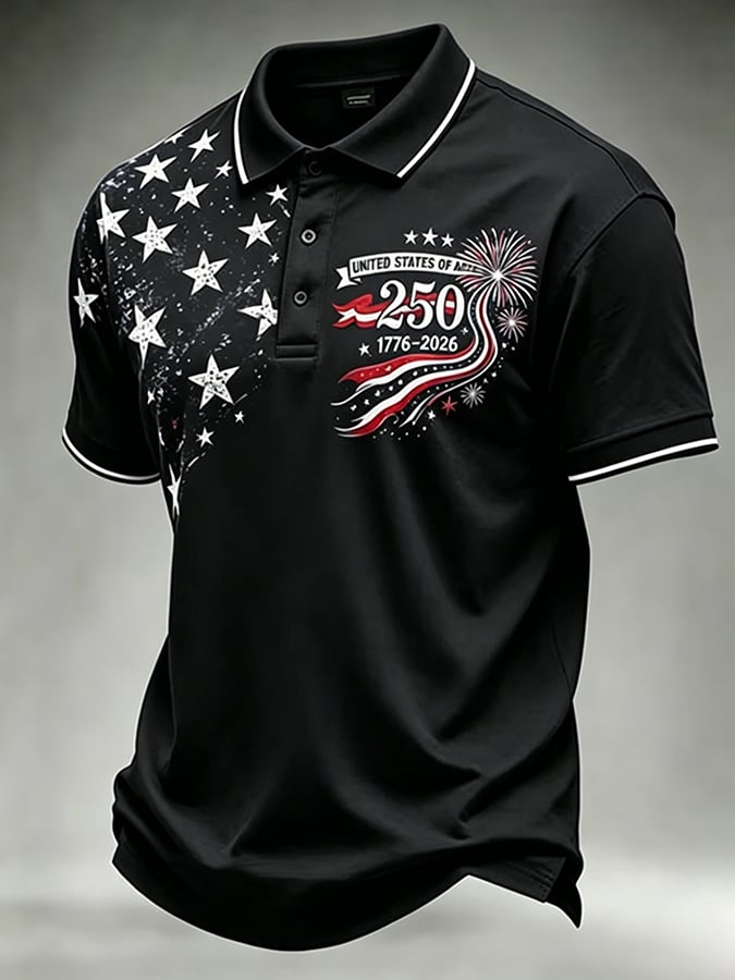 Men's 250th Independence Day Commemorative "Land Of The Free" Printed Top