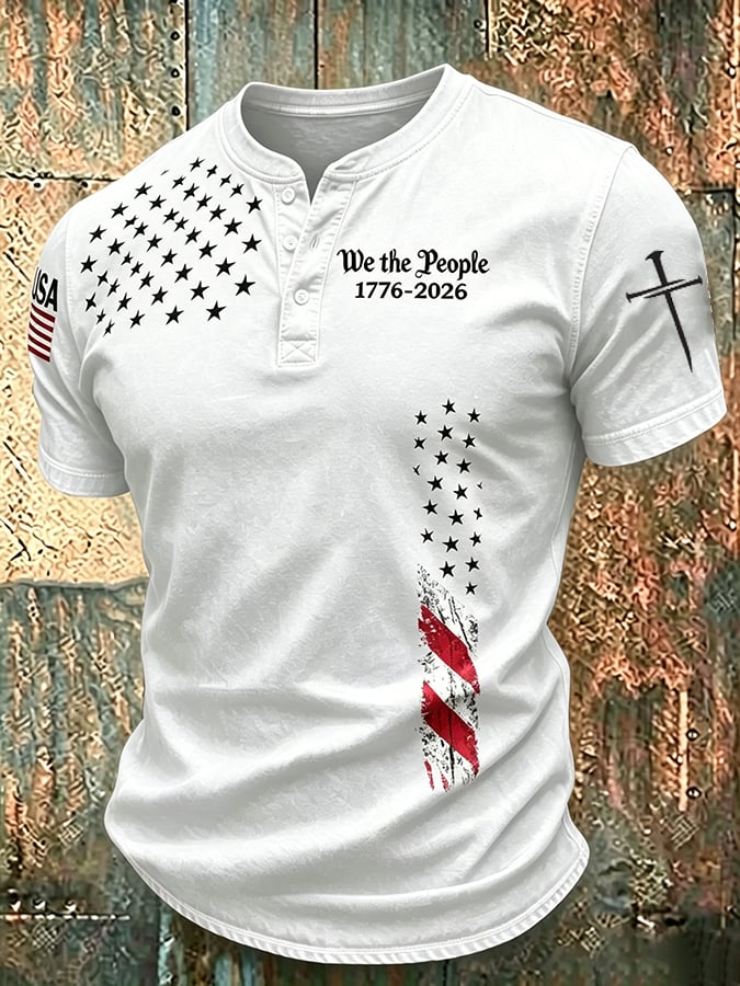 Men's Independence Day We The People 1776-2026  Printed Casual T-Shirt