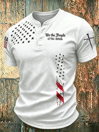 Men's Independence Day We The People 1776-2026  Printed Casual T-Shirt