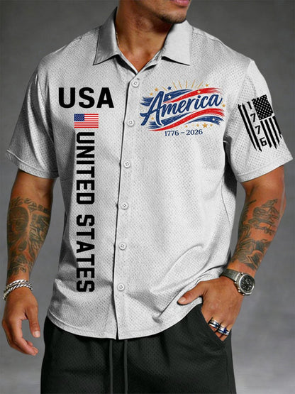 Men's U.S. 250th Anniversary Waffle-Knit Short-Sleeve Shirt