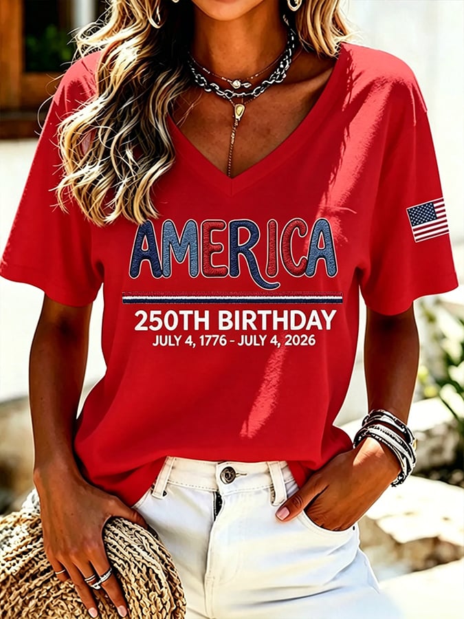 Women's America 250 1776-2026 Freedom  Faith Print T-shirt