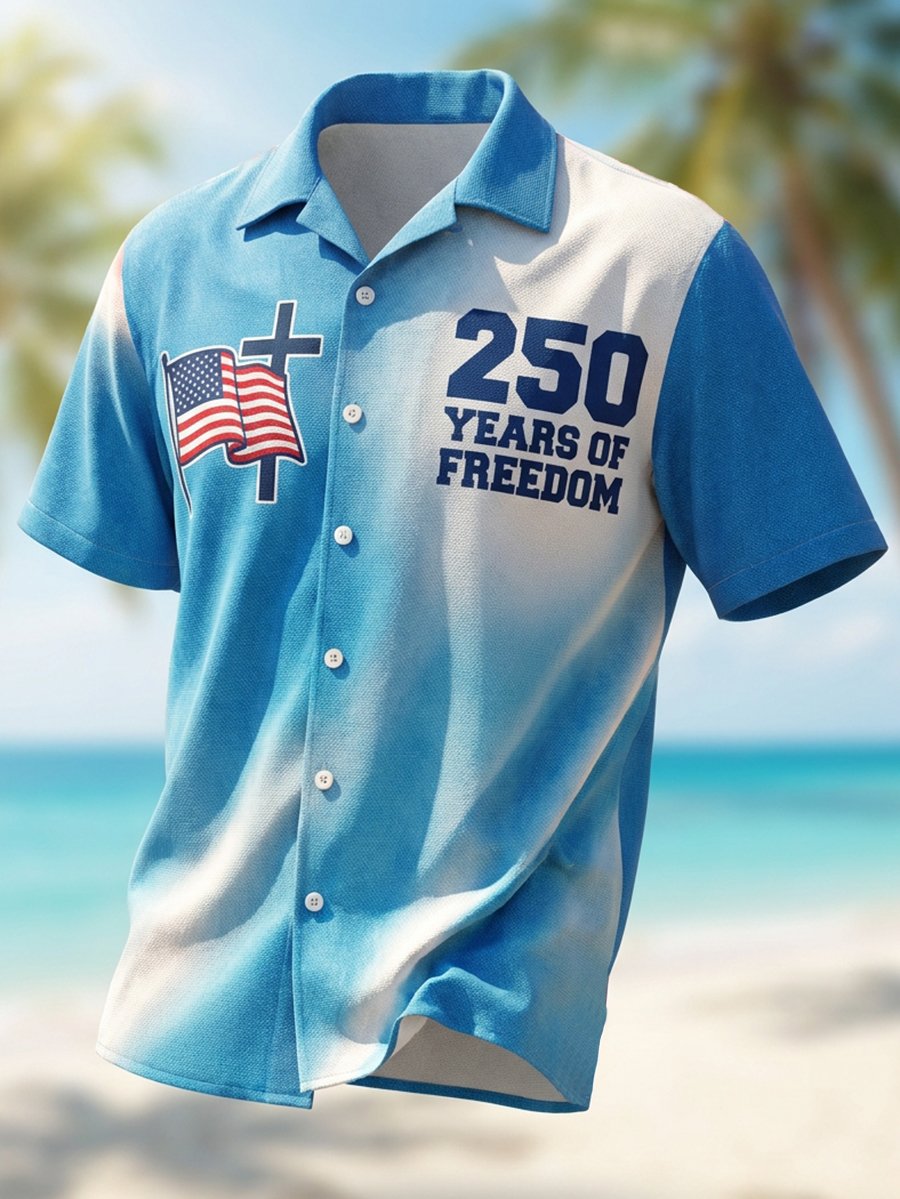 Men's Vacation U.S. 250th Anniversary Linen Short-Sleeve Shirt