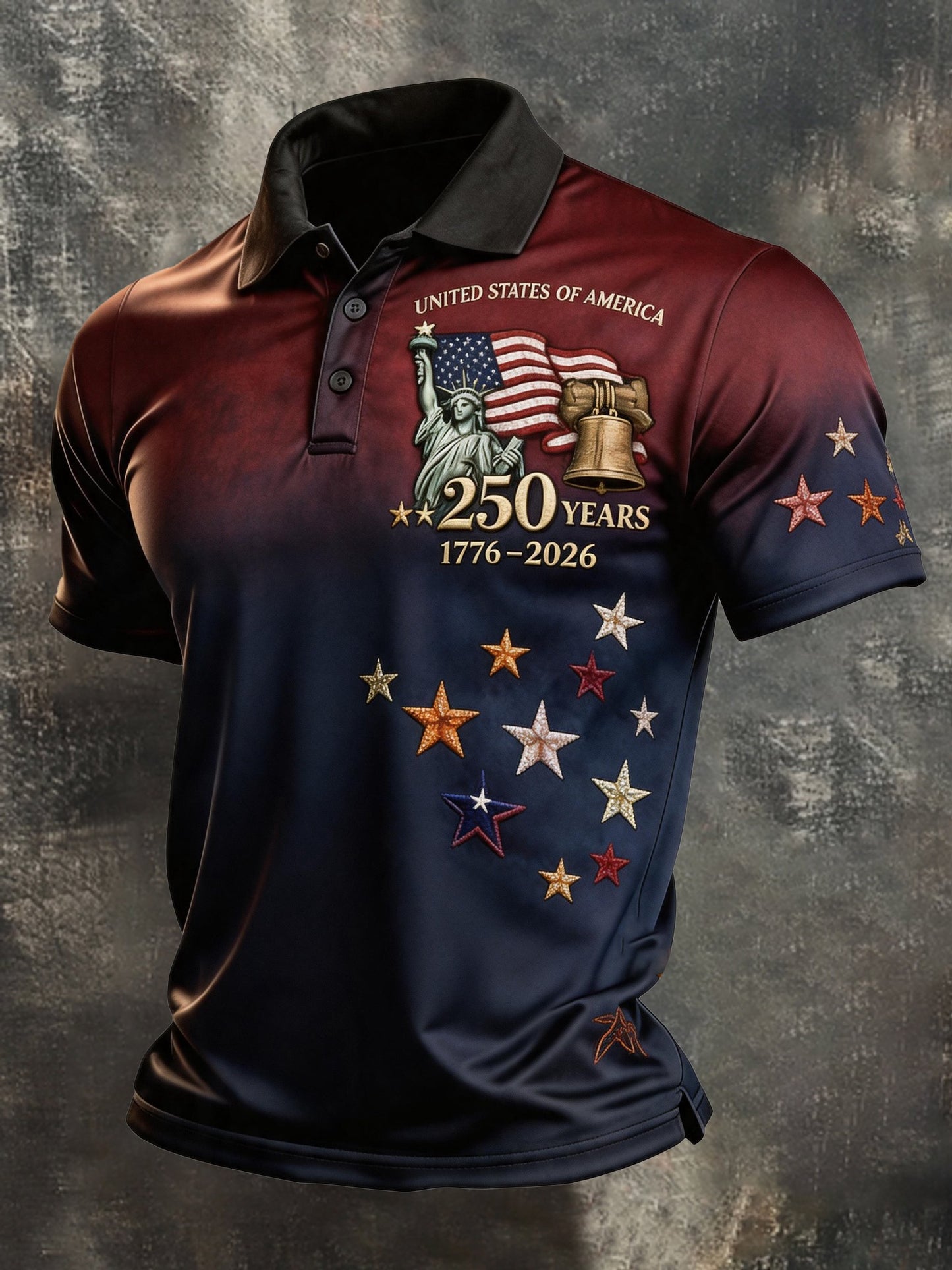 Men's Retro "Patriot" Color-Block Short-Sleeve Polo Shirt