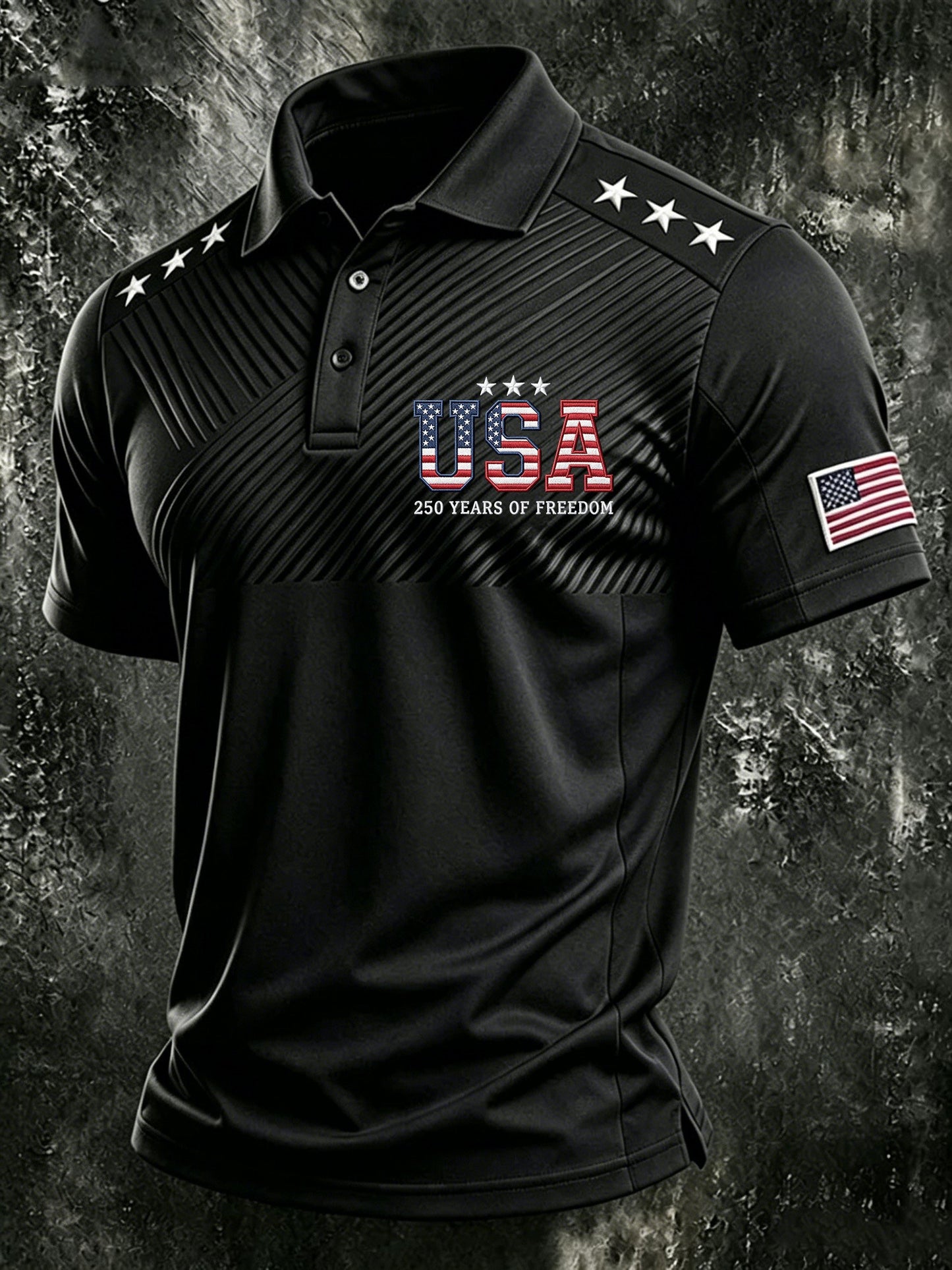 Men's American Flag Print Polo Shirt