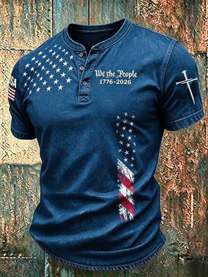 Men's Independence Day We The People 1776-2026  Printed Casual T-Shirt