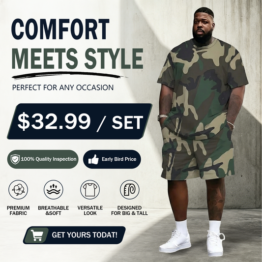 Men's  Summer Set – Breathable T-Shirt & Shorts, Loose Fit Streetwear Outfit