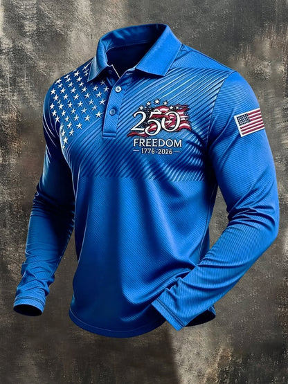 Men's Retro "Patriot" Color-Block Short-Sleeve Polo Shirt