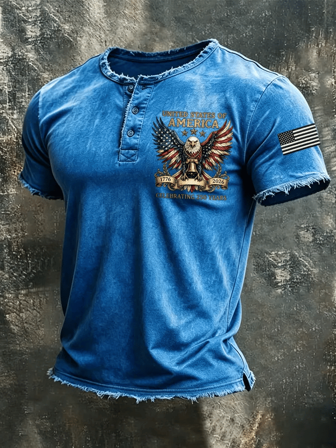 Men's USA 1776-2026 Independence Day Printed Casual T-shirt