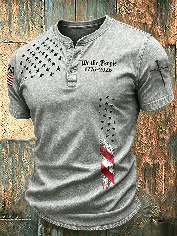 Men's Independence Day We The People 1776-2026  Printed Casual T-Shirt