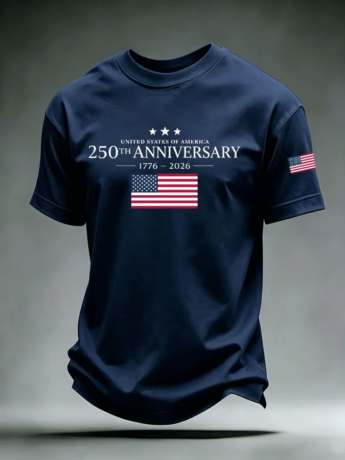 Men's USA 1776-2026 Freedom Printed Casual T-shirt