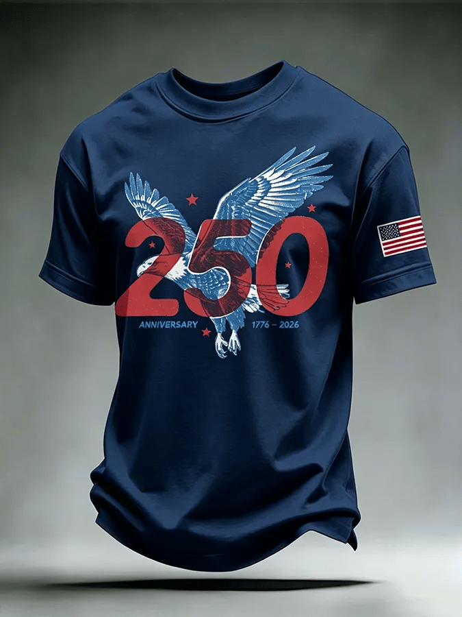Men's USA 1776-2026 Freedom Printed Casual T-shirt