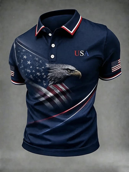 Men's250th Anniversary Print Casual Polo Shirt
