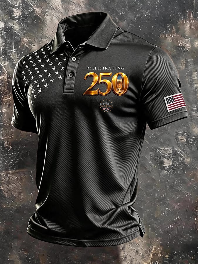 Men's Retro "Patriot" Color-Block Short-Sleeve Polo Shirt