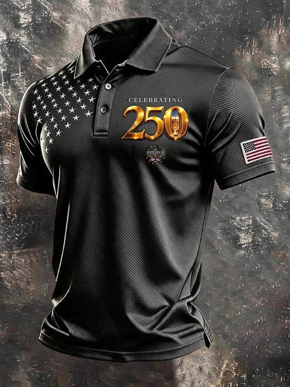 Men's Retro "Patriot" Color-Block Short-Sleeve Polo Shirt