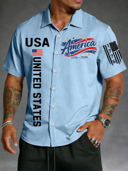 Men's U.S. 250th Anniversary Waffle-Knit Short-Sleeve Shirt