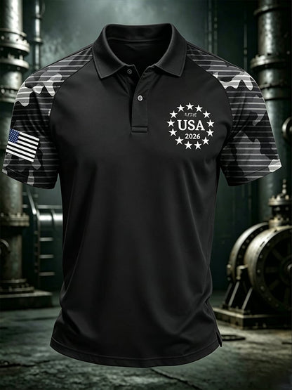Men's250th Anniversary Print Casual Polo Shirt