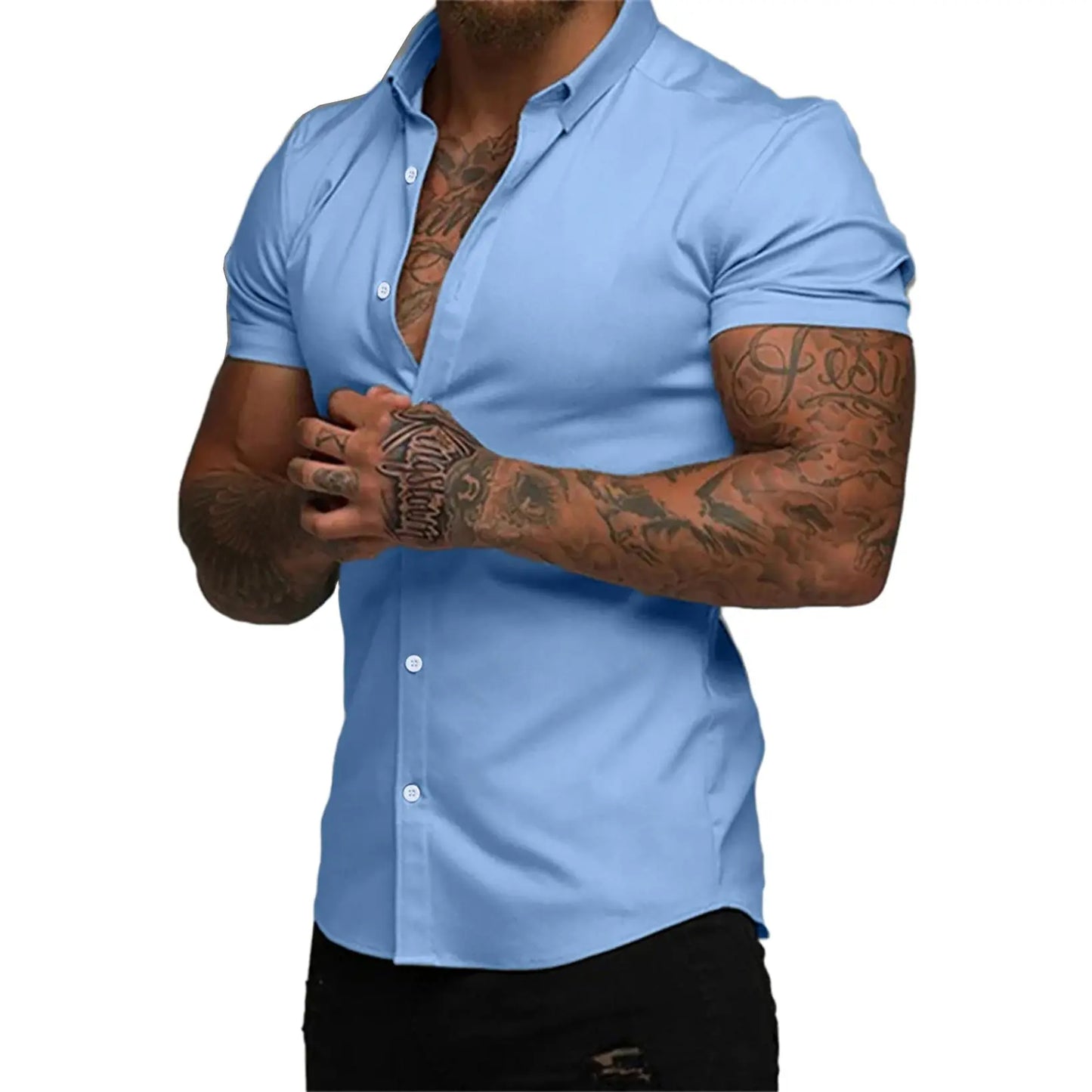 Men's Wrinkle-Free Muscle Fit Dress Shirts