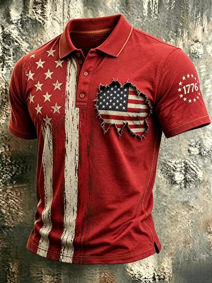 Men's 250th Anniversary Printed Casual Polo Shirt