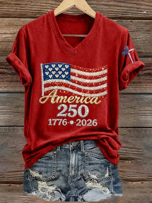 Women's USA 250th Anniversary Printed T-shirt