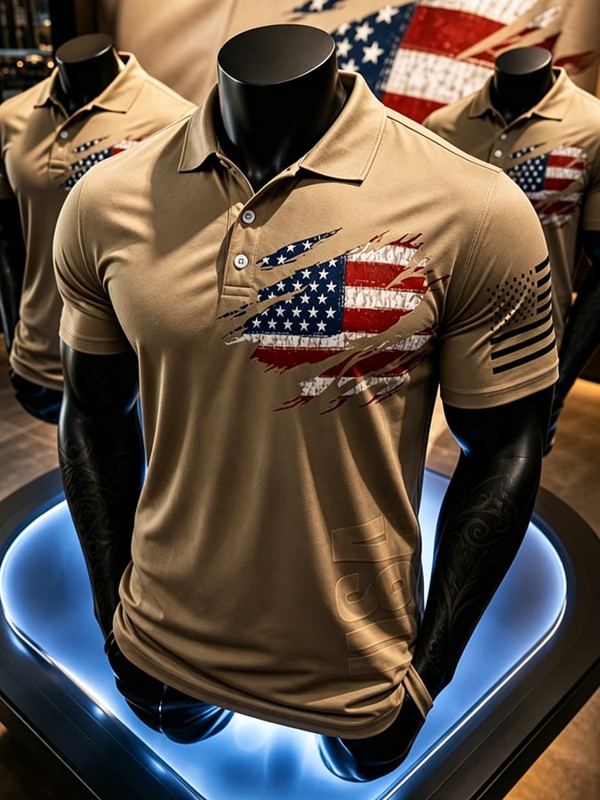 Men's America's 250th Anniversary Print Casual Polo Shirt