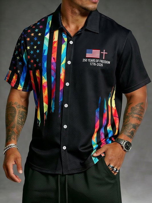 Men's U.S. 250th Anniversary Waffle-Knit Short-Sleeve Shirt