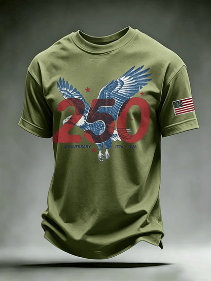 Men's USA 1776-2026 Freedom Printed Casual T-shirt