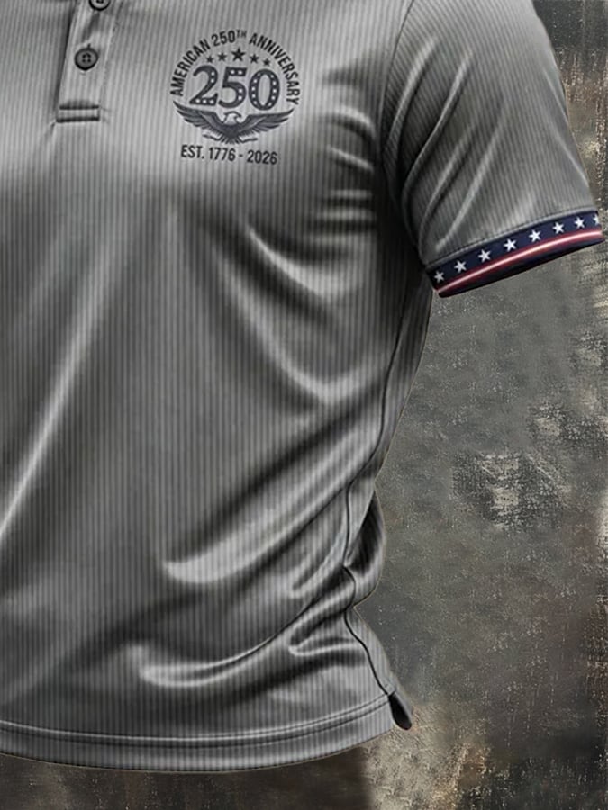 Men's Retro "Patriot" Color-Block Short-Sleeve Polo Shirt