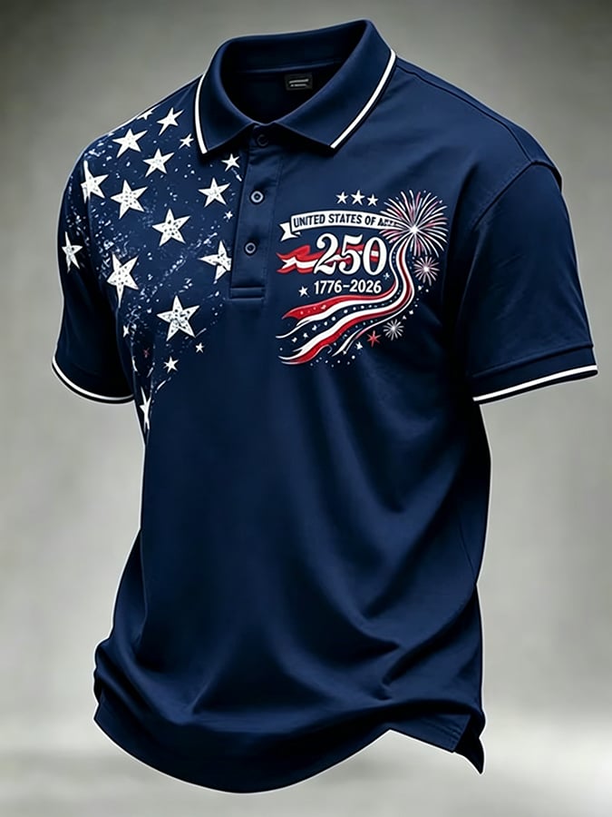 Men's 250th Independence Day Commemorative "Land Of The Free" Printed Top