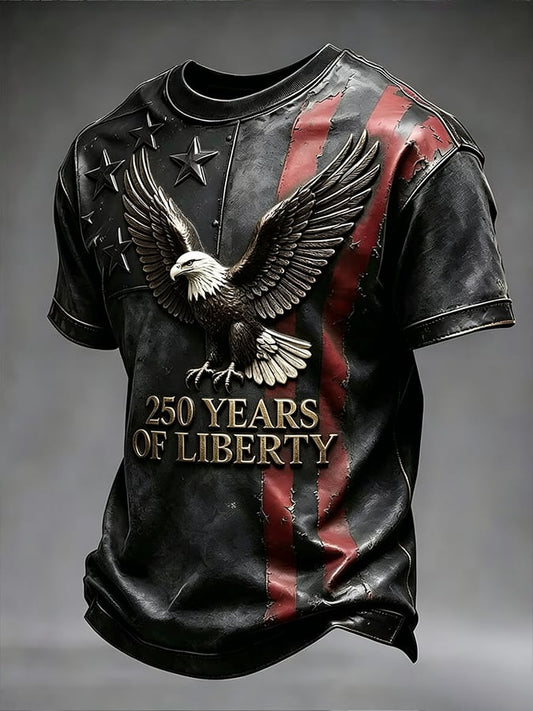 Men's 250th Independence Day Commemorative  Freedom・Courage・Pride Printed Top