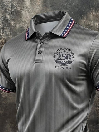 Men's Retro "Patriot" Color-Block Short-Sleeve Polo Shirt