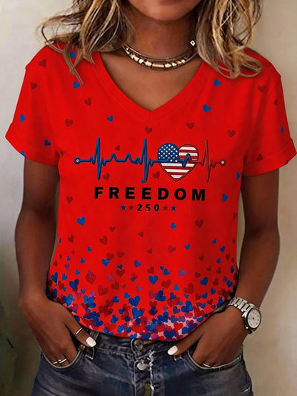 Women'S Independence Day Print Short-Sleeve Top