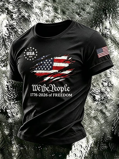 Men's 250th Independence Day Commemorative  Freedom・Courage・Pride Printed Top