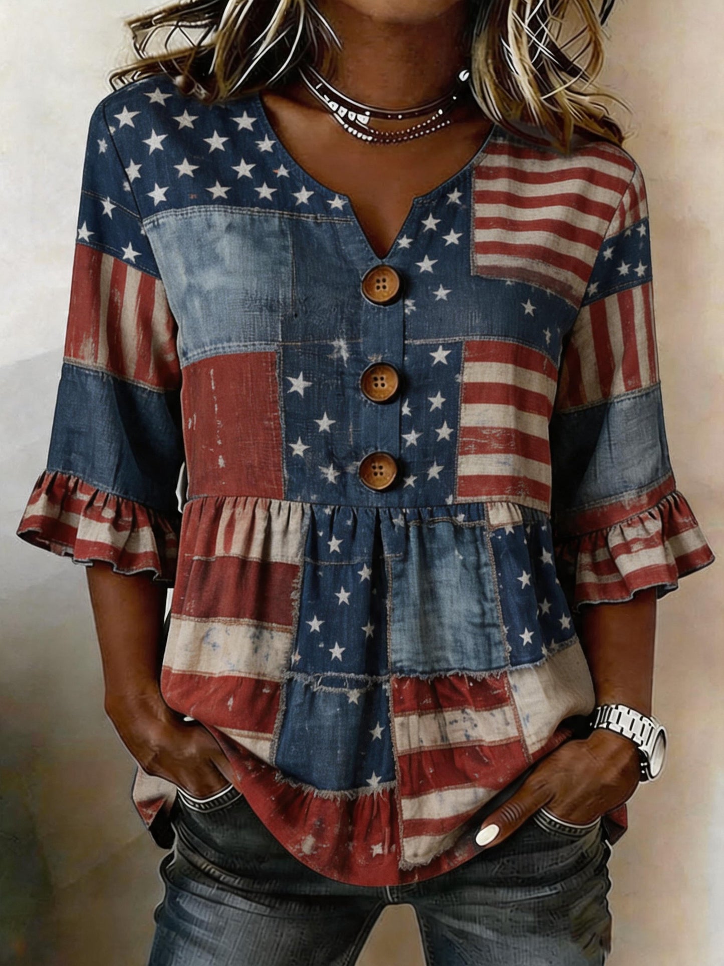 Women's 250th Anniversary of the Founding of the United States Print Top