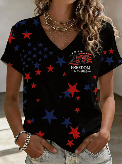 Women'S Independence Day Print Short-Sleeve Top