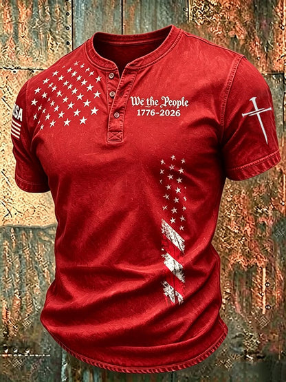 Men's Independence Day We The People 1776-2026  Printed Casual T-Shirt