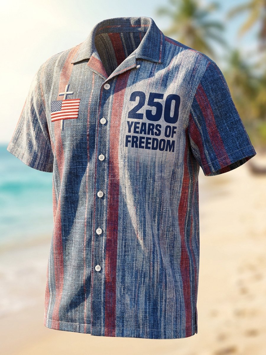 Men's Vacation U.S. 250th Anniversary Linen Short-Sleeve Shirt
