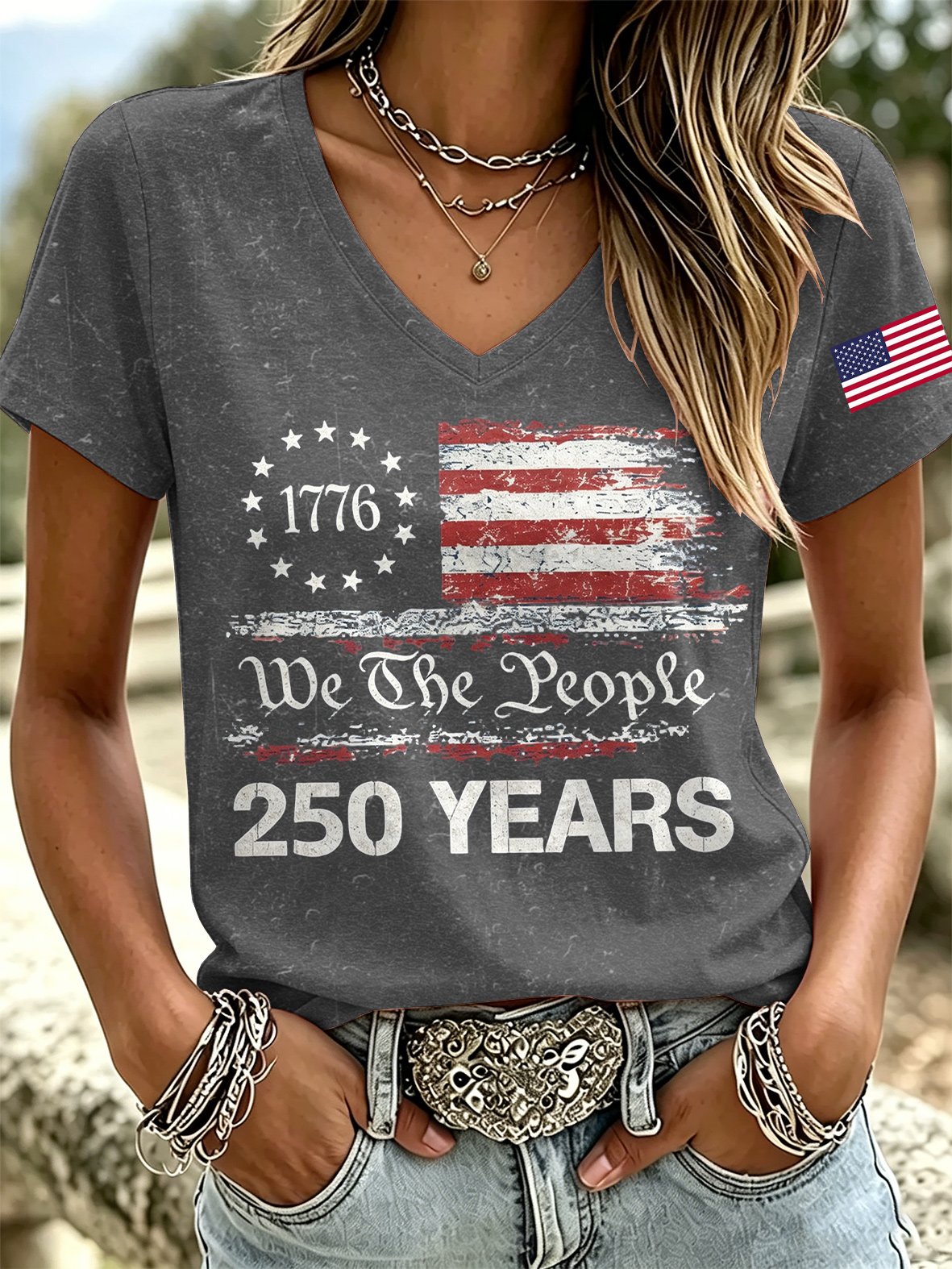 Women's Retro American 250 Print T-Shirt