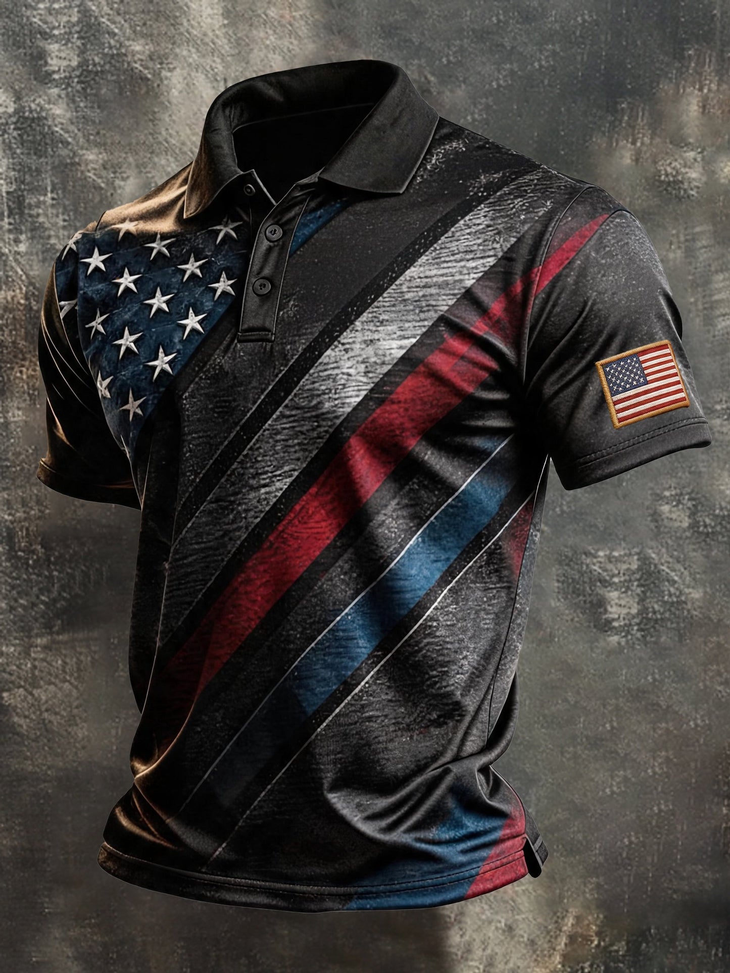 Men's Retro "Patriot" Color-Block Short-Sleeve Polo Shirt