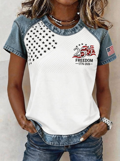 Women'S Independence Day Print Short-Sleeve Top