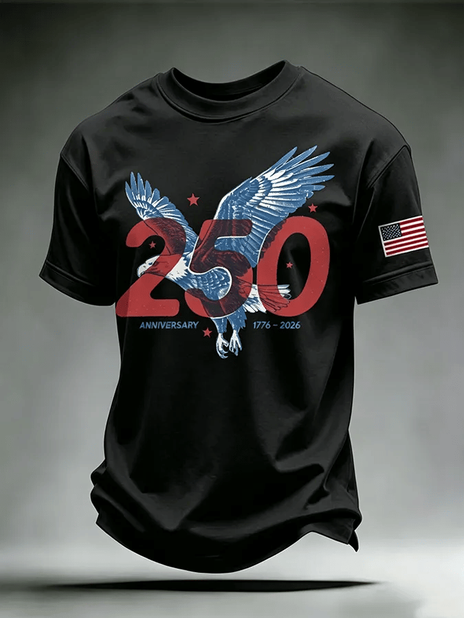 Men's USA 1776-2026 Freedom Printed Casual T-shirt