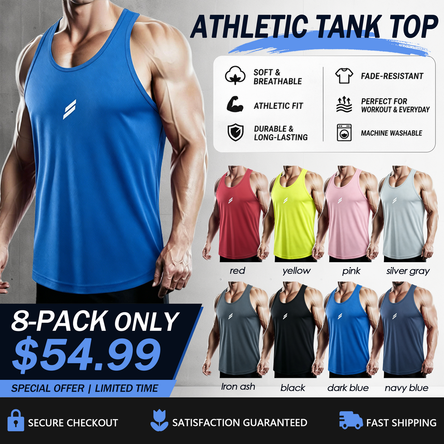 Men’s Sleeveless Muscle Fit Tank Top