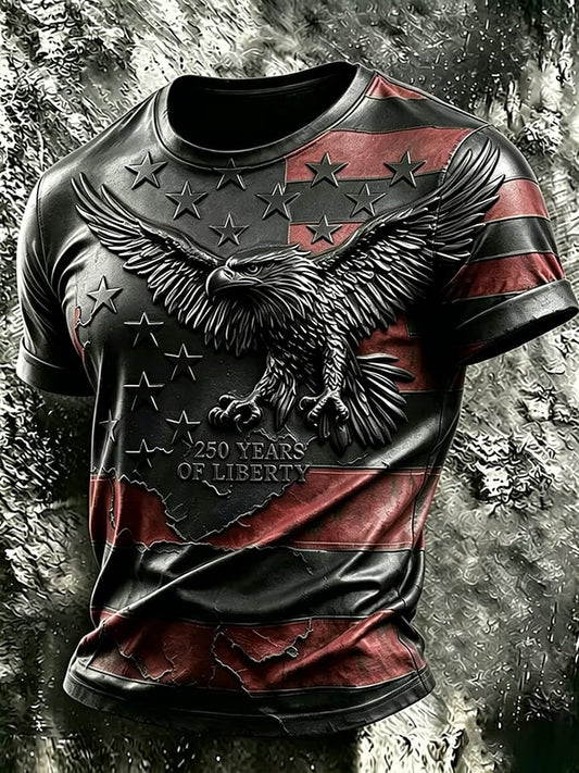 Men's 250th Independence Day Commemorative  Freedom・Courage・Pride Printed Top