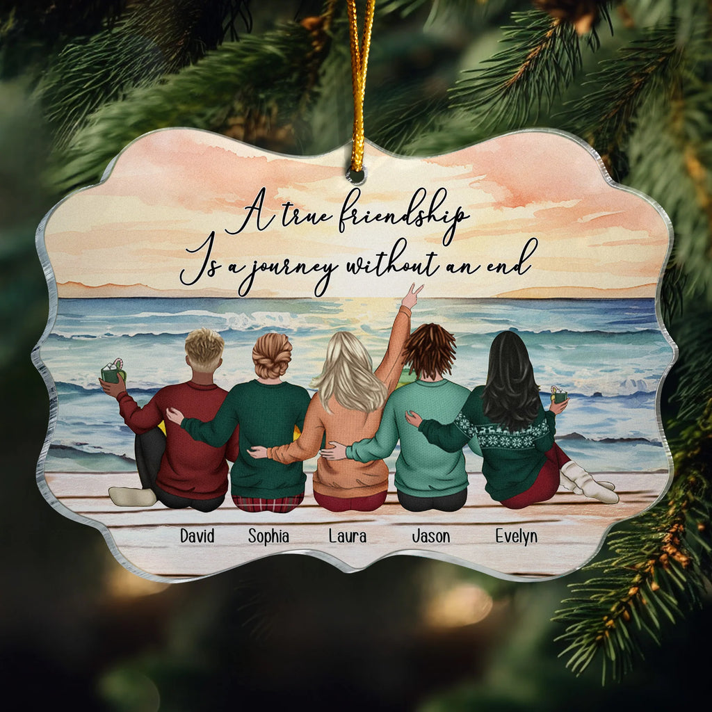 A True Friendship Is A Journey Without An End - Personalized Acrylic Ornament - Gift For Friend