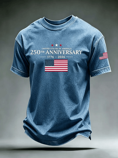 Men's USA 1776-2026 Freedom Printed Casual T-shirt
