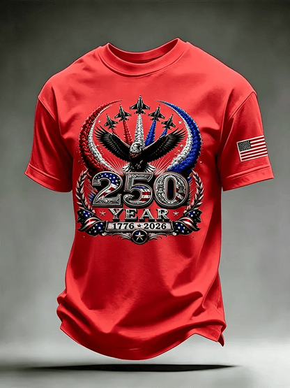Men's USA 1776-2026 Freedom Printed Casual T-shirt