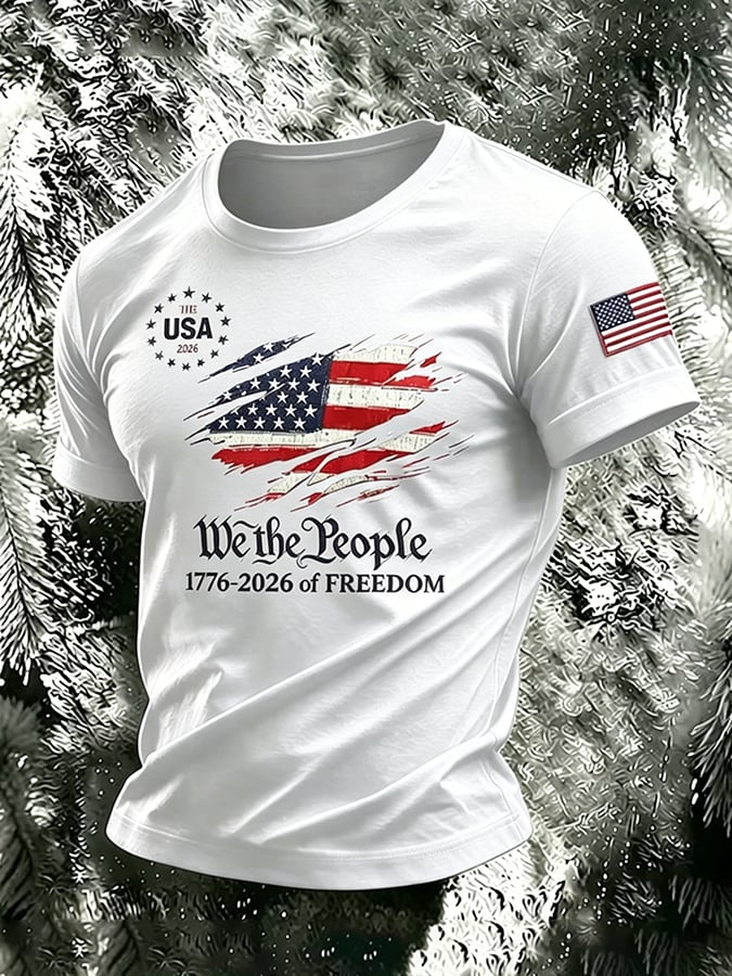 Men's 250th Independence Day Commemorative  Freedom・Courage・Pride Printed Top
