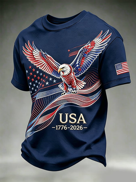 Men'S Casual Crew-Neck T-Shirt With U.S. 250th Anniversary Print